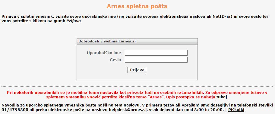 How to Log on to web mail Arnes Site