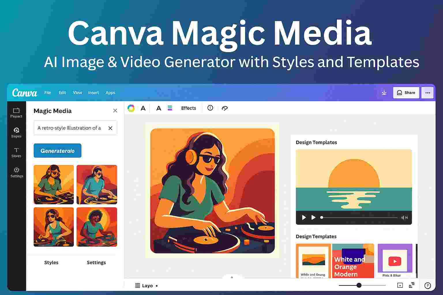 Canva AI Image Generator: Magic Media, Style Customization, Video Creation, Template Library & Pricing