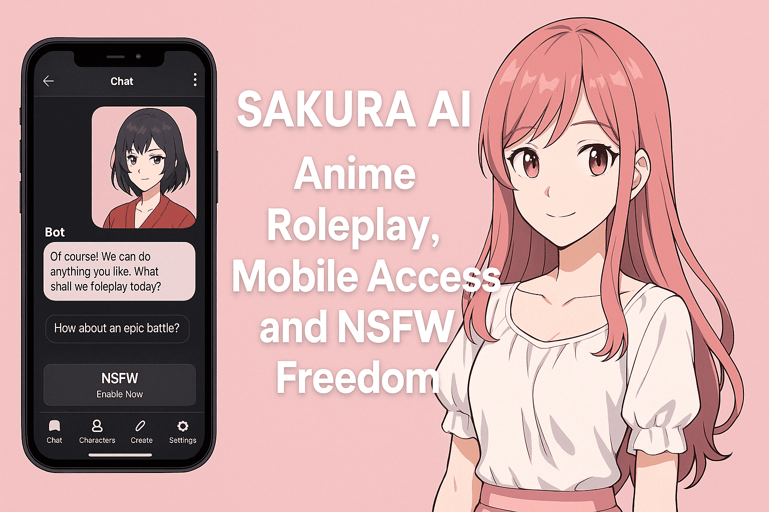 Sakura AI: Anime Roleplay, Unlimited Messaging, Mobile Access, Custom Characters & NSFW Freedom